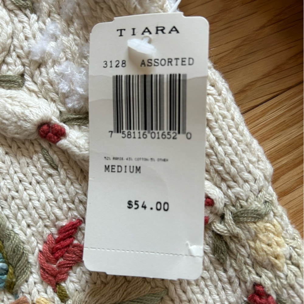 Tiara Women's Floral Knit Sweater - Cream with Multicolor Accents - Picture 5 of 5